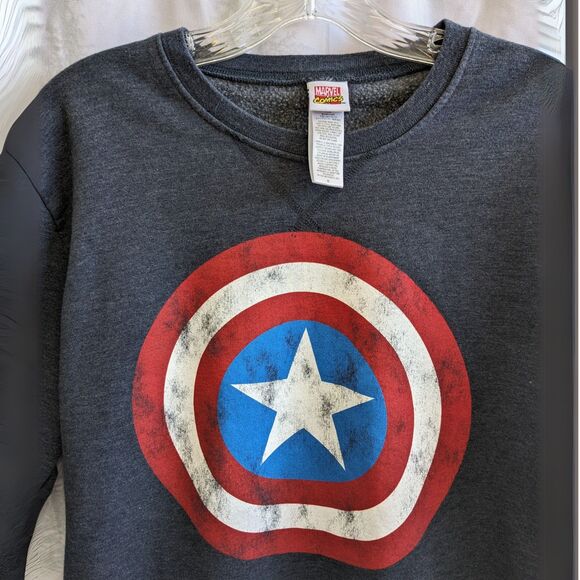 90' Official Marvel Comics Captain America Blue Sweatshirt Unisex Size Medium - Picture 1 of 5